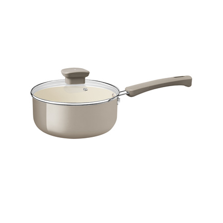 Panela Tramontina Veronese em Alumínio Reciclado com Revestimento Interno Cerâmico e Externo Siliconado Bege Mineral 18 cm 2 L