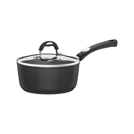 Panela Tramontina Mônaco Induction em Alumínio com Revestimento Interno e Externo Antiaderente Starflon Premium Preto com Tampa de Vidro  20 cm 2,6 L