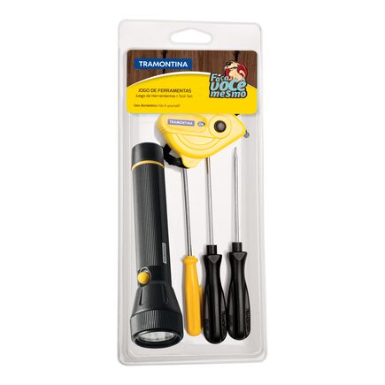 Kit de Ferramentas Tramontina com Lanterna Chaves de Fenda e Trena 5 Peças