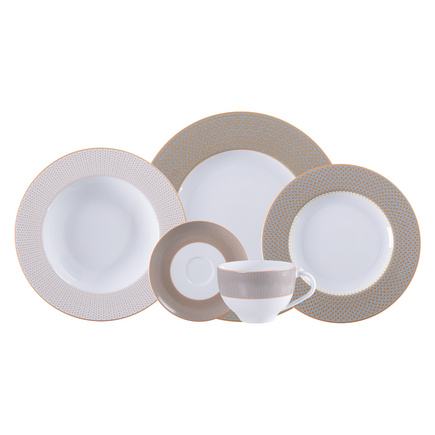 Aparelho de Jantar Tramontina Aurum em Porcelana Decorada 30 Peças